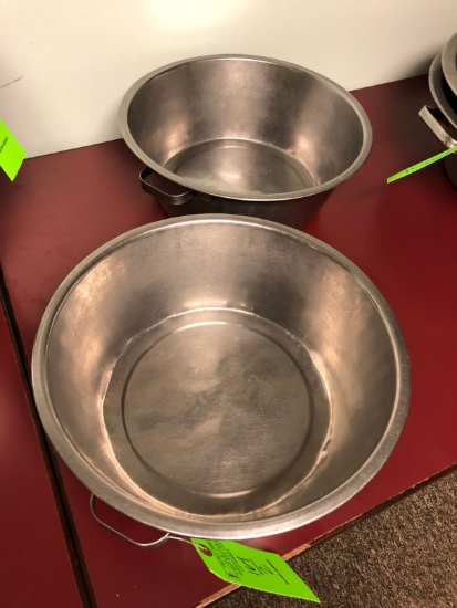 (2) SS Flat Bottom Mixing Bowl w/ Handles