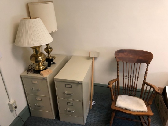 Pedestal Desk, Chair, Book Shelf & Cabinets