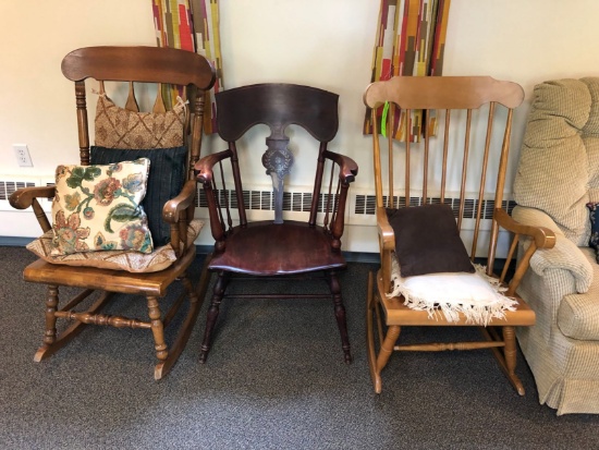 (3) Wood Rocking Chairs