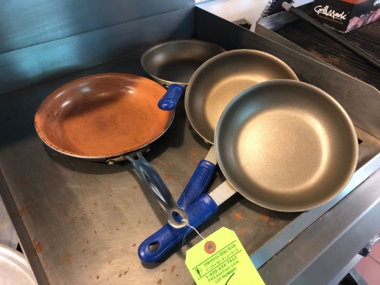 (3) SS Sauce Pans & (1) Copper-Lined Frying Pan