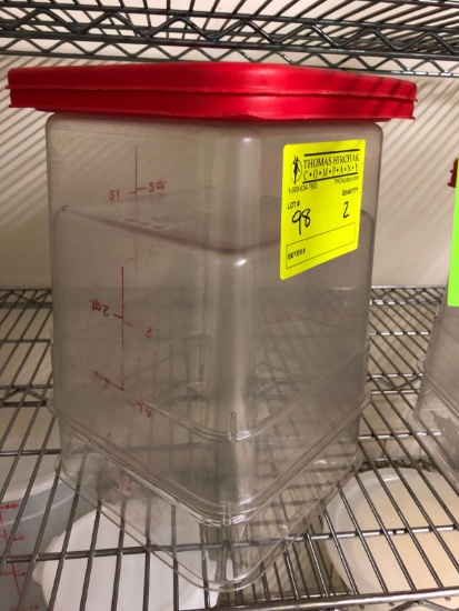 (2) 8 Quart Cambro Square Food Storage Containers
