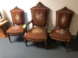 (3) Chairs w/ Floral Pattern Upholstery