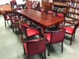 Pine Conference Table w/ (13)Vinyl Upholstered Chairs