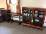 China Cabinet w/ Contents/ Telephone Stand/ Pedestal Base Table