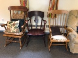 (3) Wood Rocking Chairs