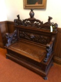 Baroque Oak Entry Storage Bench