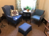 (2) Upholstered Chairs; (2) wing back chairs