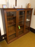 Oak (3) Door Glass Book Shelf