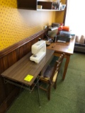 Kenmore Sewing Machine w/ Oak Style Work Table & Chair