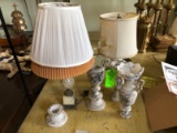 (3) Marble Vases & (2) Marble Table Lamps