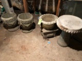 (3) Garden Urns & Birdbath