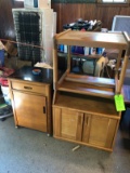 (3) Oak Finish Cabinets & Stand