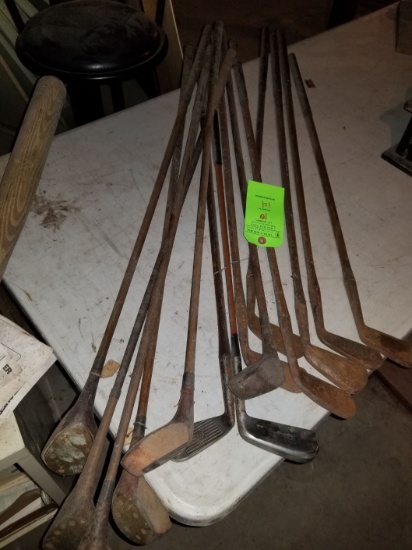 (14) Antique Wooden Shaft Golf Clubs