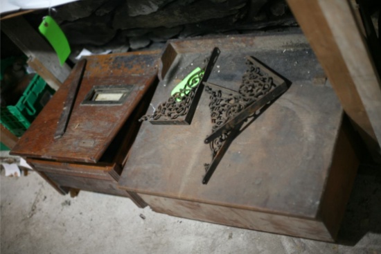 Antique Wood Cash Drawer & Countertop Desk