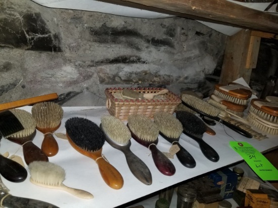 Asst. Vintage Brushes, Pharmacy Tins & Glassware
