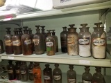 (13) Asst. Under Glass Labeled Pharmacy Bottles