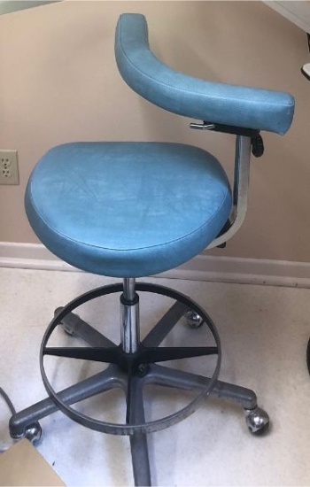 Blue Vinyl Dentists Chair w/ Adjustable Rest