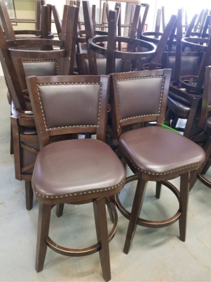 (10) Composite Wood / Vinyl Swivel Bar Stools