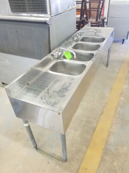84"  SS 4-Compartment Bar Sink