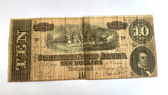 Confederate Currency"TEN" Feb 17, 1864, No 74402