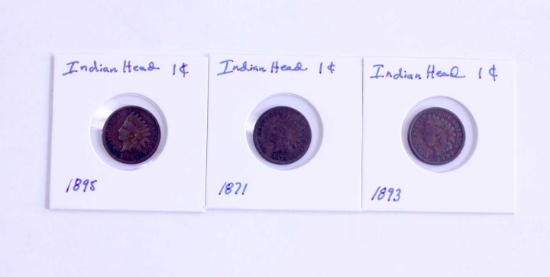 (3) Indian Head Pennies