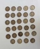 (29) Mercury Dimes, silver