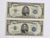 (15) US Silver Certificates, (13) $1.00; (2) $5.00