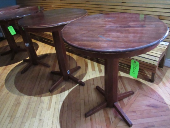 (2) 36"  Round High Top Wood Base Tables