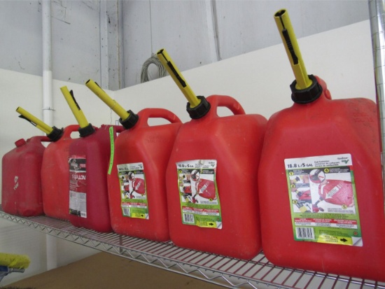 (6) Poly 5 Gallon Gas Cans