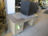 6-Drawer Steel Desk W/ 2-Door Steel Cabinet