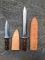 (2) Chipaway Fixed Blade Knives with leather sheaths