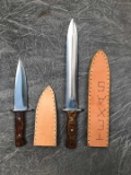 (2) Chipaway Fixed Blade Knives with leather sheaths