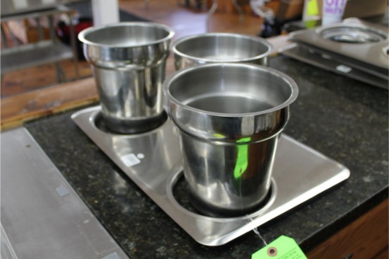 Stainless Steel Steam Pan Cover with (3) Bain Maries