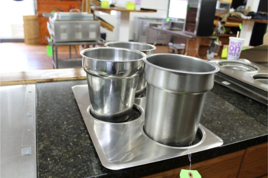 Stainless Steel Steam Pan Cover with (3) Bain Maries