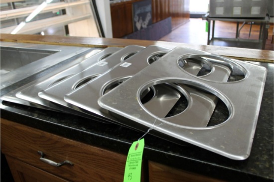 (5) Stainless Steel Steam Pan Covers with 2 8.25" Holes