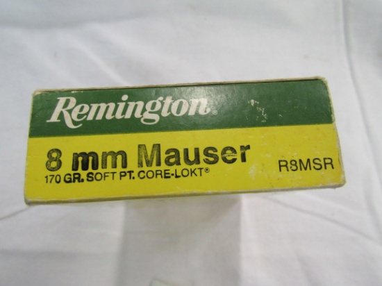 Box of Remington 8mm Mauser Ammunition
