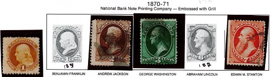 (4) US Stamps circa 1870-71, 1880-82