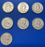 (7) Franklin Silver Half Dollars