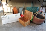 (7) Assorted Baskets & Wooden Knickknack Holders