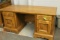 Carved Pine Pedestal Desk