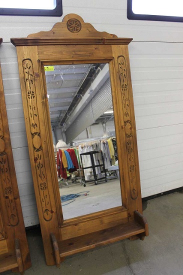 Pine-Framed Mirror w/ Shelf