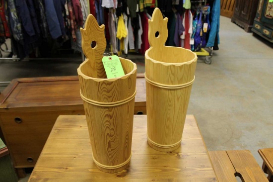 (2) Pine Umbrella Stands