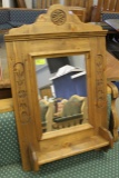 Pine Carved Wall Mirror w/ Shelf