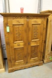 Voglauer Carved Two-Door Pine Linen Cabinet