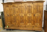 Voglauer Five-Door Carved Pine Wardrobe