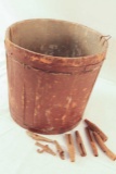 Antique Wood Sap Bucket and Assorted Spouts