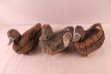 (3) Vintage Cork Body Blue Bill Duck Decoys