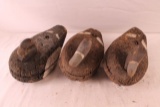 (3) Vintage Cork Body Blue Bill Duck Decoys