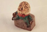 Vintage Polychrome Decorated Cast Iron Humpty Dumpty Door Stop