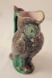 Vintage Majolica Owl Pitcher